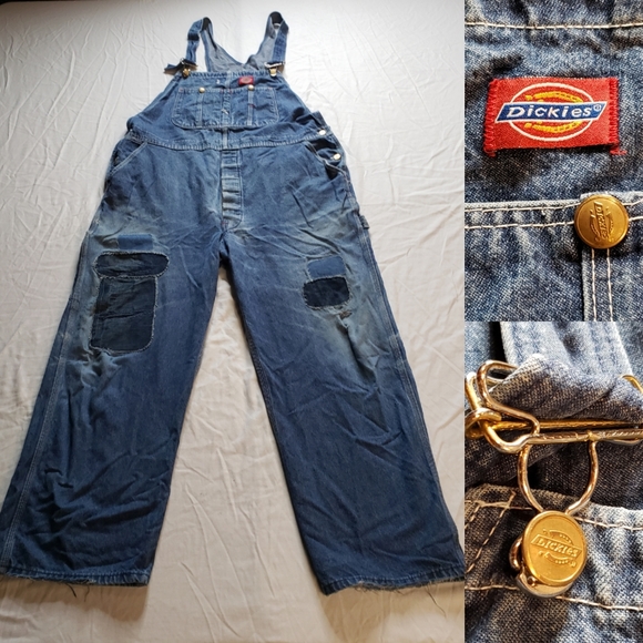 Dickies Other - Vintage Dickies Bib Overalls custom Patchwork Gold